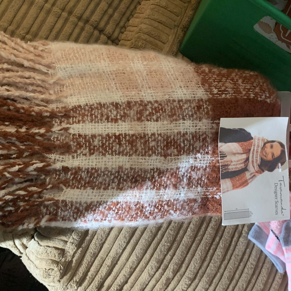 Taramanda Striped Pink and Brown Scarf